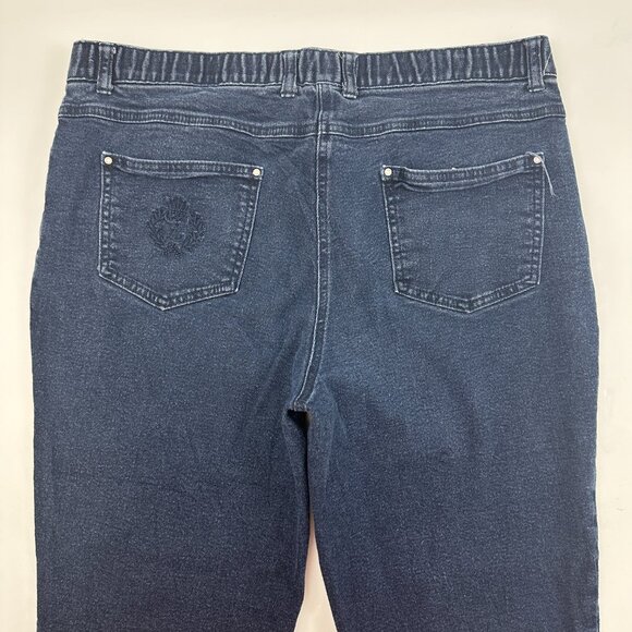Collection L Nizza Straight Elastic Waistband Women's size 14PS Dark Blue Jeans - Picture 5 of 5